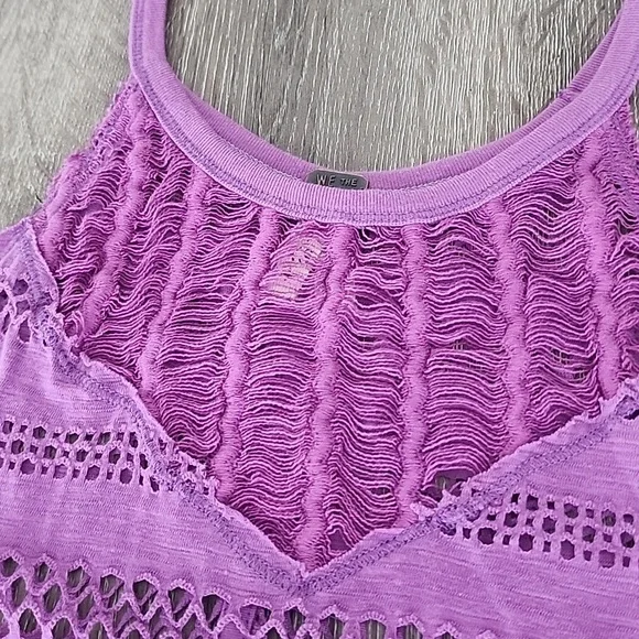We the Free People Crochet Open Mesh High Low High Neck Tank Top XS - Picture 4 of 7